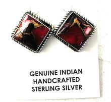 Load image into Gallery viewer, *Authentic* Navajo Sterling Silver &amp; Rose Dahlia Square Stud Earrings