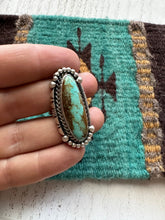 Load image into Gallery viewer, Gorgeous Navajo Sterling Silver &amp; Turquoise Adjustable Ring Signed LK