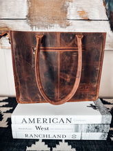 Load image into Gallery viewer, Cowhide and Tooled Leather Fringe Bag Tote