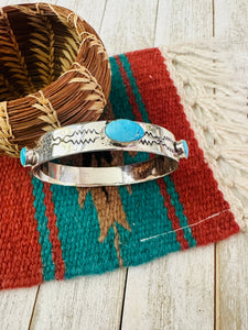 Navajo Turquoise & Sterling Silver Bangle Bracelet