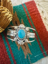 Load image into Gallery viewer, Navajo Sterling Silver &amp; Kingman Turquoise Cuff Bracelet