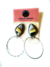 Load image into Gallery viewer, SALE *AUTHENTIC* Navajo Bumblebee Jasper Sterling Silver Hoop Earrings Signed