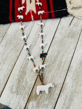 Load image into Gallery viewer, Zuni Multi Stone &amp; Heishi Beaded Bear Fetish Necklace