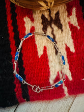 Load image into Gallery viewer, Zuni Blue Opal &amp; Sterling Silver Inlay Link Bracelet