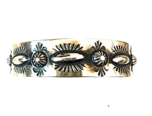 Load image into Gallery viewer, Navajo Hand Stamped Sterling Silver Cuff Bracelet By Elvira Bill