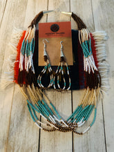 Load image into Gallery viewer, Navajo Sterling Silver &amp; Multicolor Beaded Necklace and Earring Set