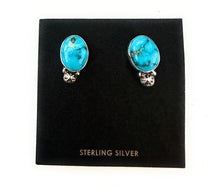 Load image into Gallery viewer, Navajo Sterling Silver &amp; Morenci Turquoise Post Earrings