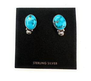 Navajo Sterling Silver & Morenci Turquoise Post Earrings