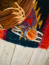 Load image into Gallery viewer, Navajo Sterling Silver &amp; Orange Spiny Oyster Cuff Bracelet