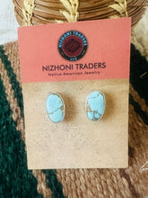 Load image into Gallery viewer, Navajo Turquoise &amp; Sterling Silver Post Earrings Signed