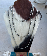 Load image into Gallery viewer, *AUTHENTIC* Navajo 4mm Pearl Sterling Silver &amp; White Buffalo Beaded Necklace 72”