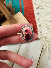 Load image into Gallery viewer, *Authentic* Navajo Sterling Silver &amp; Rose Dahlia Adjustable Ring