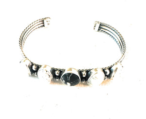 Navajo Sterling Silver & White Buffalo Cuff Bracelet