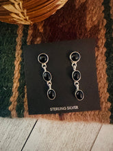 Load image into Gallery viewer, Navajo Onyx &amp; Sterling Silver Dangle Earrings