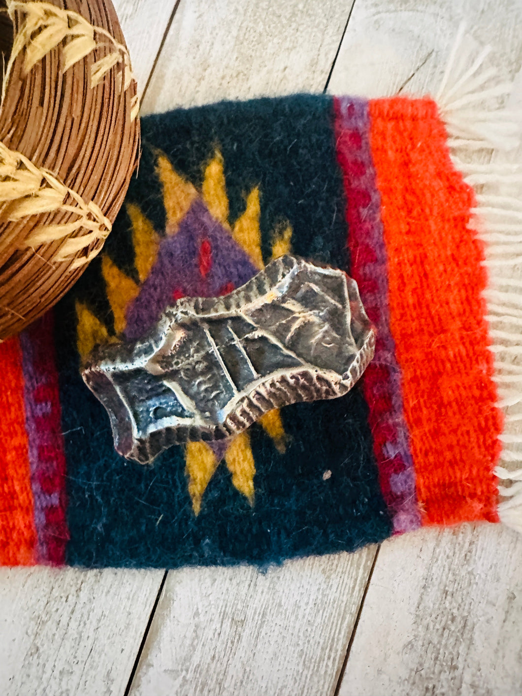 Navajo Sand Cast Sterling Silver Cuff Bracelet