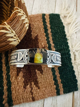 Load image into Gallery viewer, Navajo Sterling Silver &amp; Black Jack Turquoise Cuff Bracelet