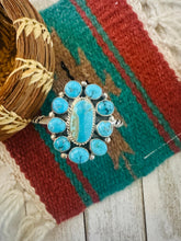 Load image into Gallery viewer, Navajo Kingman Turquoise &amp; Sterling Silver Cluster Cuff Bracelet