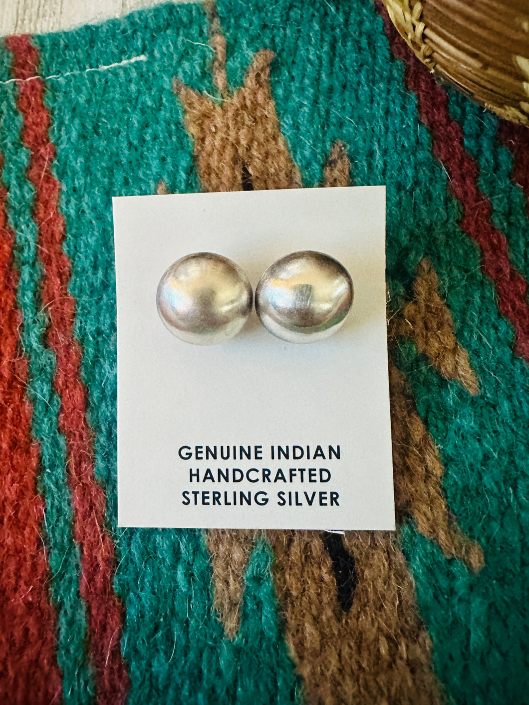 Navajo Sterling Silver Stud Earrings 8mm