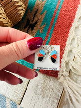 Load image into Gallery viewer, Zuni Sterling Silver &amp; Multi Stone Butterfly Stud Earrings