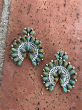 Load image into Gallery viewer, Navajo Turquoise &amp; Sterling Silver Naja Post Earrings