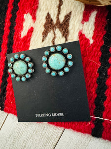 Navajo Sterling Silver & Turquoise Cluster Post Earrings