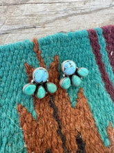 Load image into Gallery viewer, *Authentic* Handmade Golden Hills Turquoise, Kingman Turquoise Sterling Silver 4 Stone Earrings