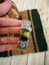 Load image into Gallery viewer, Navajo Sterling Silver &amp; Black Jack Turquoise Cuff Bracelet