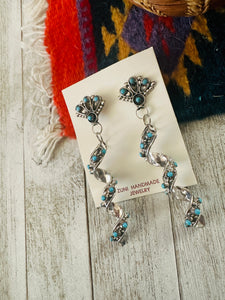 Zuni Sterling Silver & Turquoise Spiral Dangle Earrings