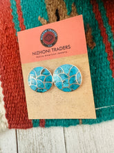 Load image into Gallery viewer, Zuni Sterling Silver &amp; Turquoise Inlay Post Earrings