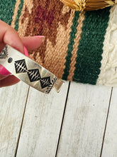 Load image into Gallery viewer, *AUTHENTIC* Navajo Hand Stamped Sterling Silver Cross Cuff Bracelet By Elvira Bill (Copy)