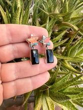 Load image into Gallery viewer, Handmade Onyx, Spice and Sterling Silver Post Dangle STAR Earrings Signed Nizhoni