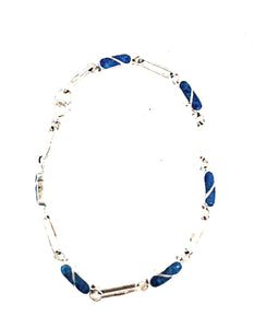 Zuni Blue Opal & Sterling Silver Inlay Link Bracelet