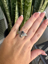 Load image into Gallery viewer, Beautiful Handmade Onyx And Sterling Silver Adjustable Single Stone BAT Ring STYLE 4