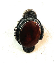 Load image into Gallery viewer, Navajo Orange Spiny &amp; Sterling Silver Ring Size 7