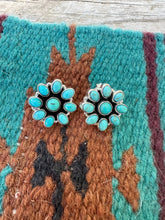 Load image into Gallery viewer, *AUTHENTIC* Handmade Flower Sterling Silver &amp; Turquoise Post Earrings Signed Nizhoni (Copy)