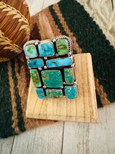 Load image into Gallery viewer, Navajo Sonoran Mountain Turquoise &amp; Sterling Silver Adjustable Cluster Ring