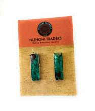 Load image into Gallery viewer, *AUTHENTIC* Navajo Royston Turquoise and Sterling Silver Rectangle Post Earrings