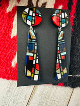 Load image into Gallery viewer, Santo Domingo Multi Stone Inlay Dangle Earrings