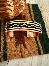 Load image into Gallery viewer, Navajo Hand Stamped Copper Cuff Bracelet Signed