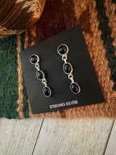 Load image into Gallery viewer, Navajo Onyx &amp; Sterling Silver Dangle Earrings