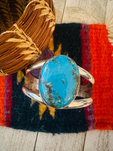 Load image into Gallery viewer, Navajo Sterling Silver &amp; Kingman Turquoise Cuff Bracelet