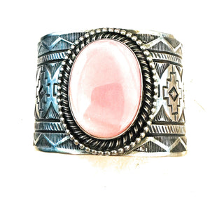 Navajo Queen Pink Conch Shell & Sterling Silver Cuff Bracelet