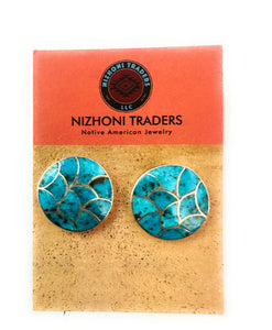 Zuni Sterling Silver & Turquoise Inlay Post Earrings