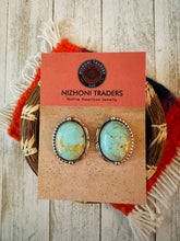 Load image into Gallery viewer, Navajo Turquoise &amp; Sterling Silver Post Earrings Signed