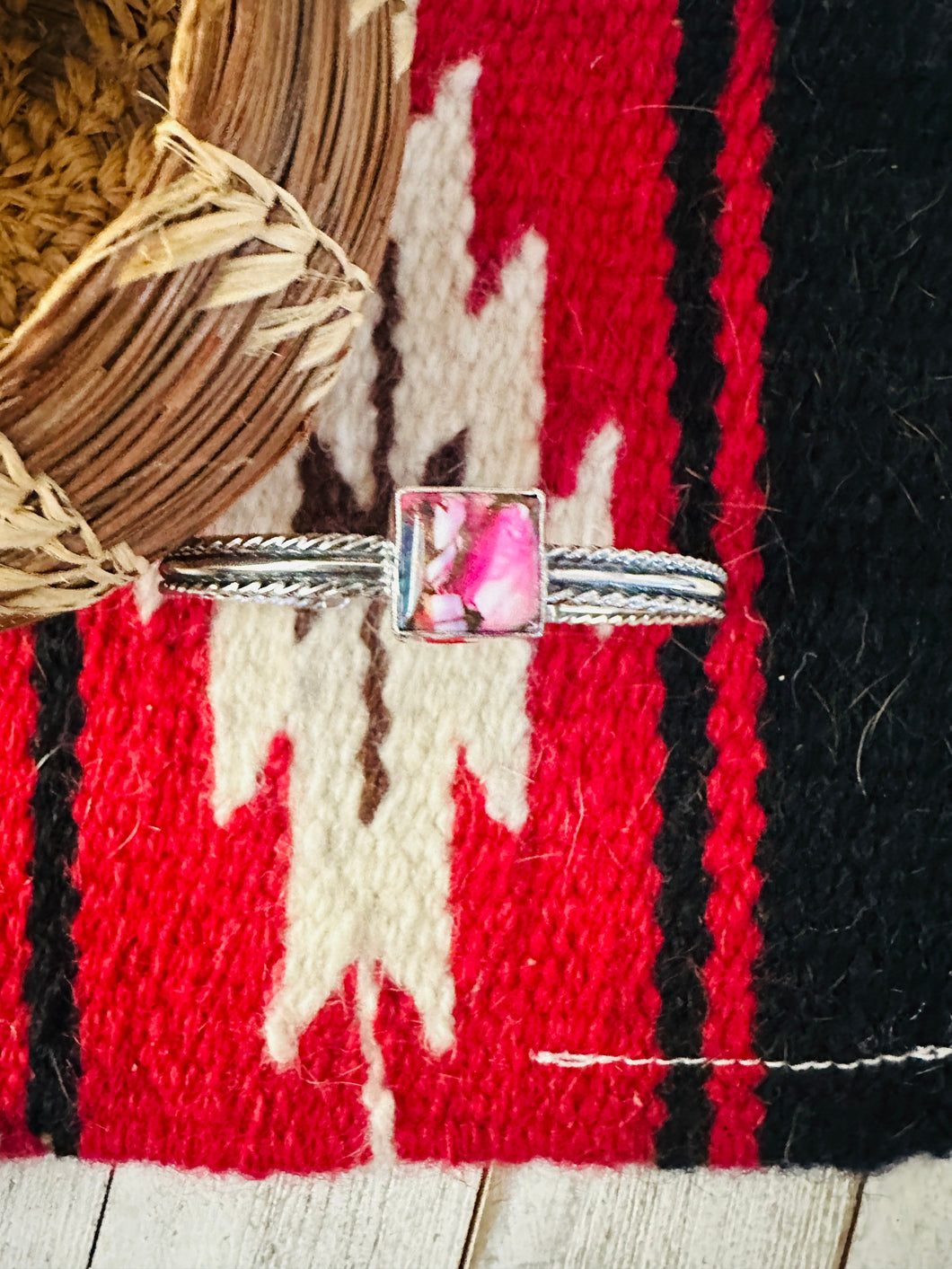 Navajo Sterling Silver & Pink Dream Mojave Cuff Bracelet