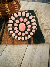 Load image into Gallery viewer, Navajo Queen Pink Conch Shell &amp; Sterling Silver Cluster Cuff Bracelet