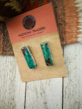 Load image into Gallery viewer, *AUTHENTIC* Navajo Royston Turquoise and Sterling Silver Rectangle Post Earrings