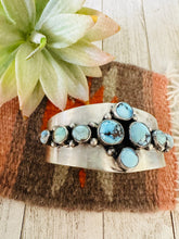 Load image into Gallery viewer, Navajo Golden Hills Turquoise &amp; Sterling Silver Cuff Bracelet