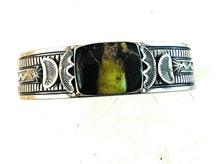 Load image into Gallery viewer, Navajo Sterling Silver &amp; Black Jack Turquoise Cuff Bracelet