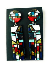 Load image into Gallery viewer, Santo Domingo Multi Stone Inlay Dangle Earrings